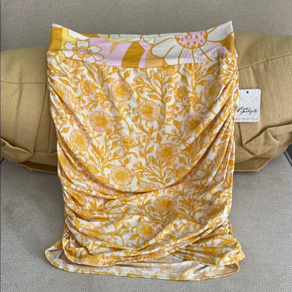 Free People Yellow Floral Mini Skirt